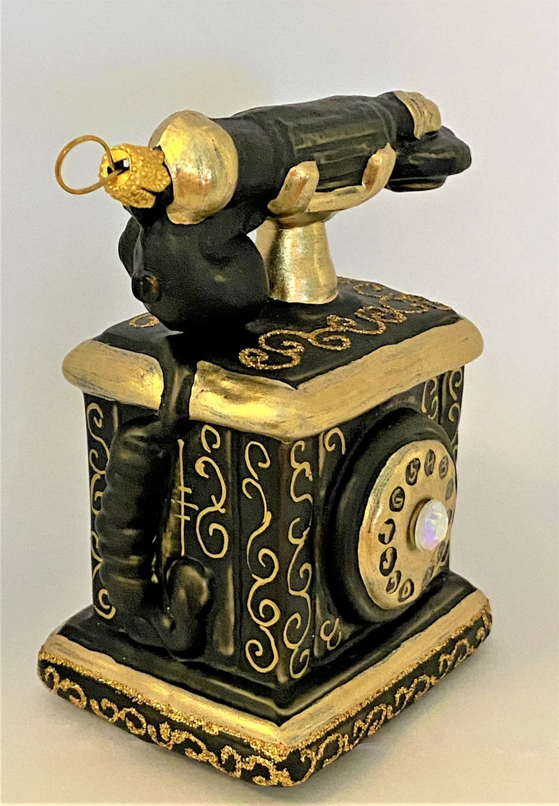 Nostalgisches Telefon schwarz gold
