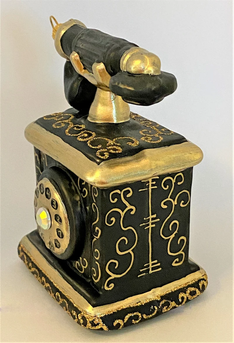 Nostalgisches Telefon schwarz gold