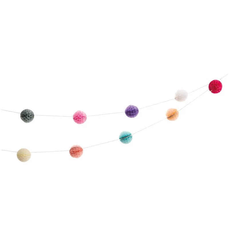 MINI Wabenball Girlande pastell