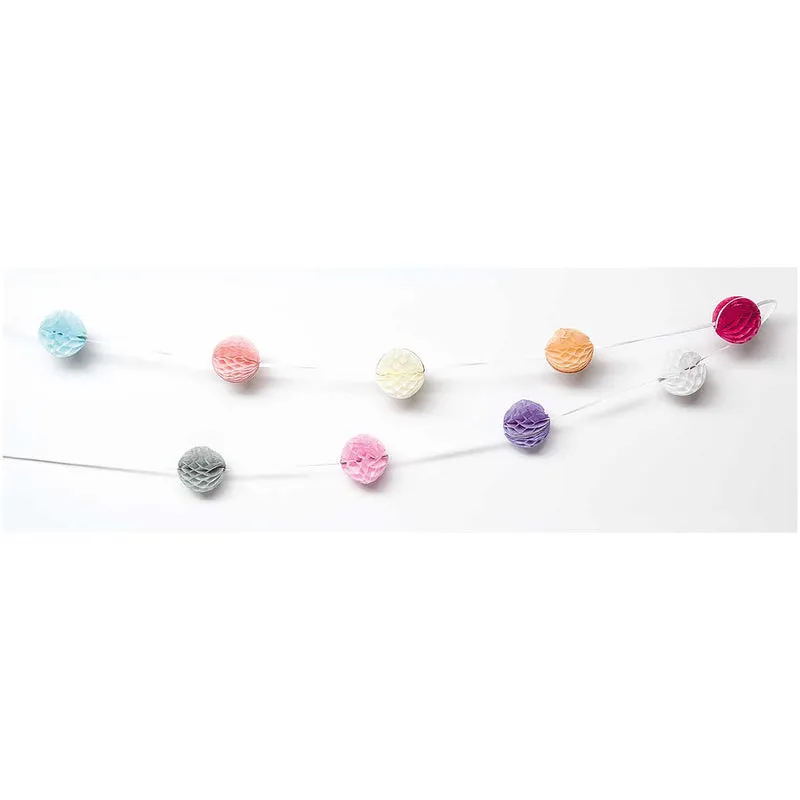 MINI Wabenball Girlande pastell