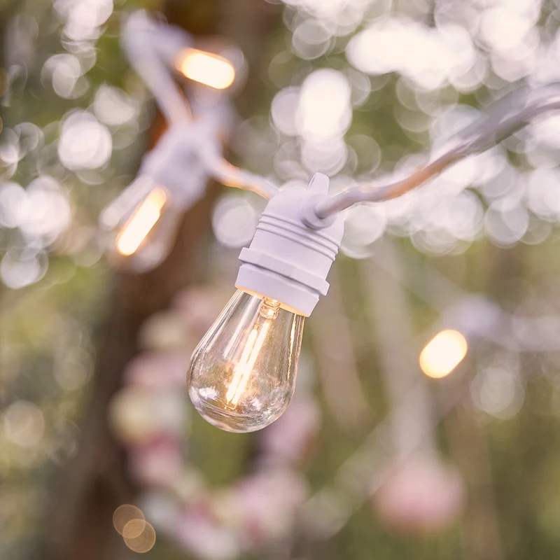 Ultimate Connect 30m 60er LED Lichterkette Glühbirnen warmweiß koppelbar weißes Kabel