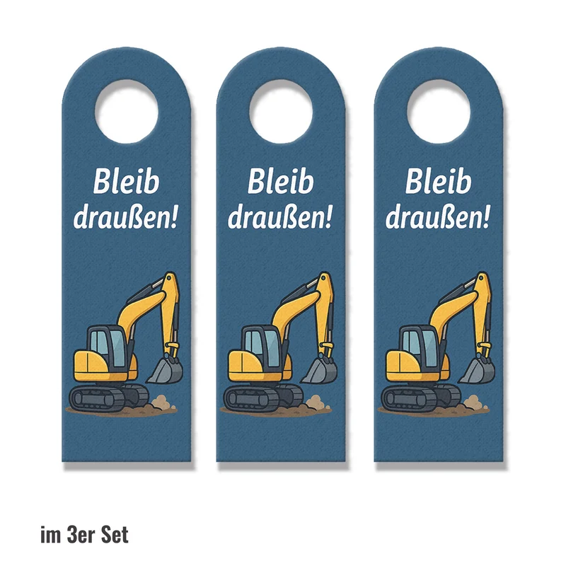 Bagger Cartoon Bleib draußen! Komm rein! Türhänger