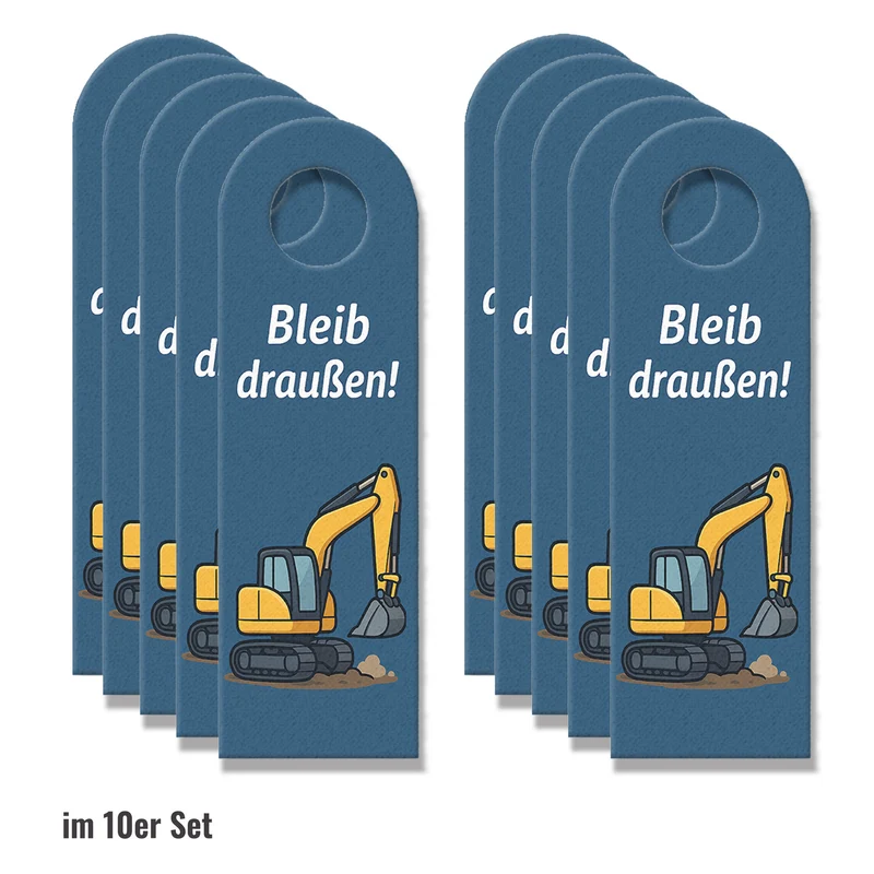 Bagger Cartoon Bleib draußen! Komm rein! Türhänger