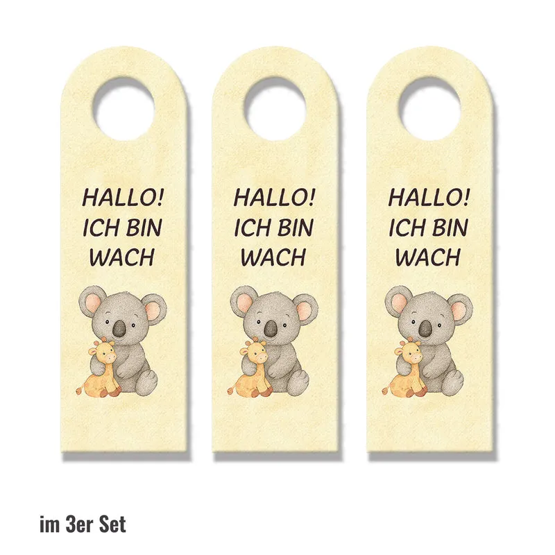 Koala Ich bin wach Bärchen träumt Türhänger fürs Kinderzimmer