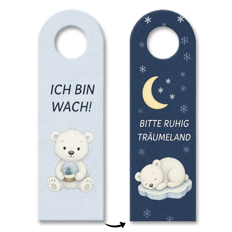 Eisbär Ich bin wach! Bitte ruhig Träumeland Türhänger fürs Kinderzimmer