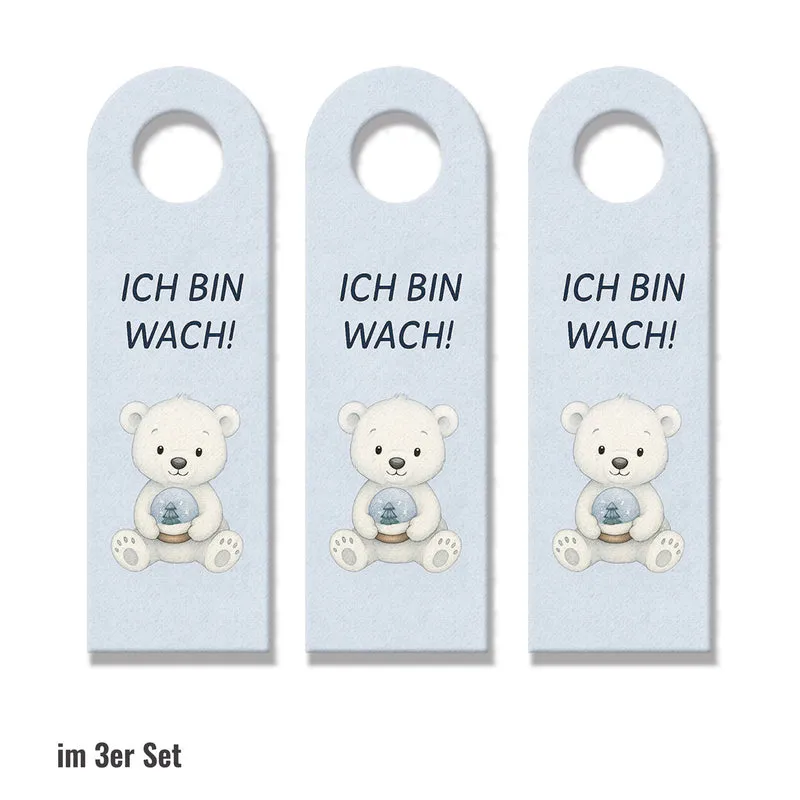 Eisbär Ich bin wach! Bitte ruhig Träumeland Türhänger fürs Kinderzimmer