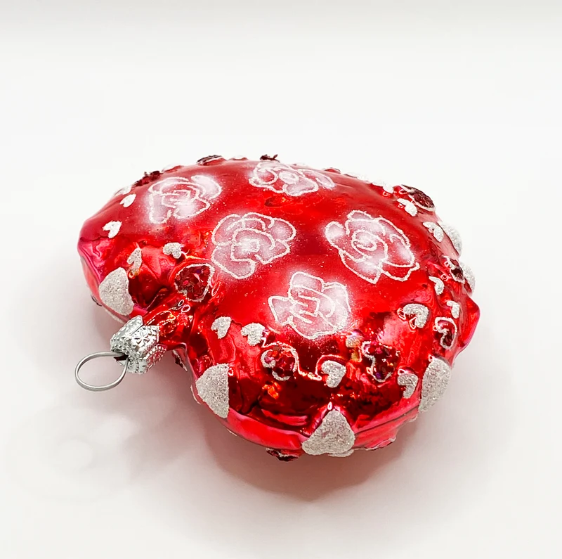 Herz rot glanz mit Herzen und Blumendekor