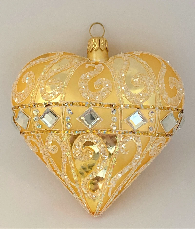 Herz Gold mit silbernen Schmucksteinen