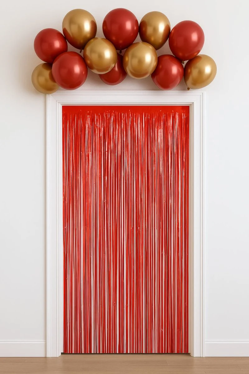 Roter Türvorhang aus Kunststoff, 2 m