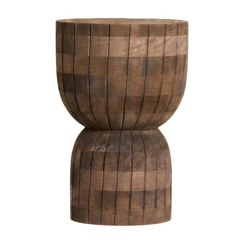 Hocker DIMARO Mangoholz dunkelbraun Ø28cm