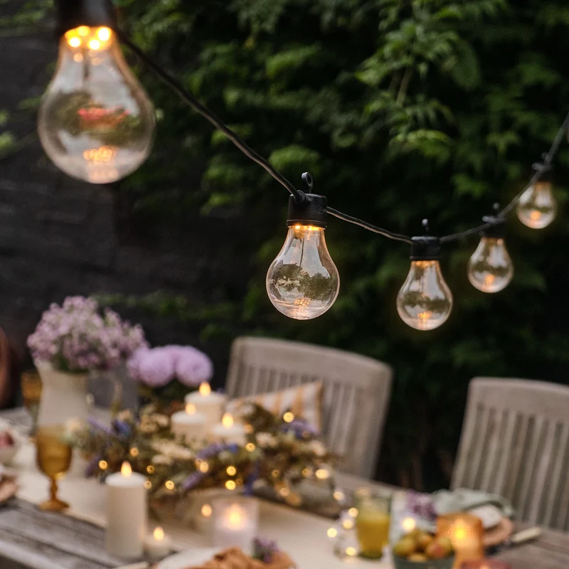 Core Connect 20m 40er Party Lichterkette warmweiß koppelbar schwarzes Kabel
