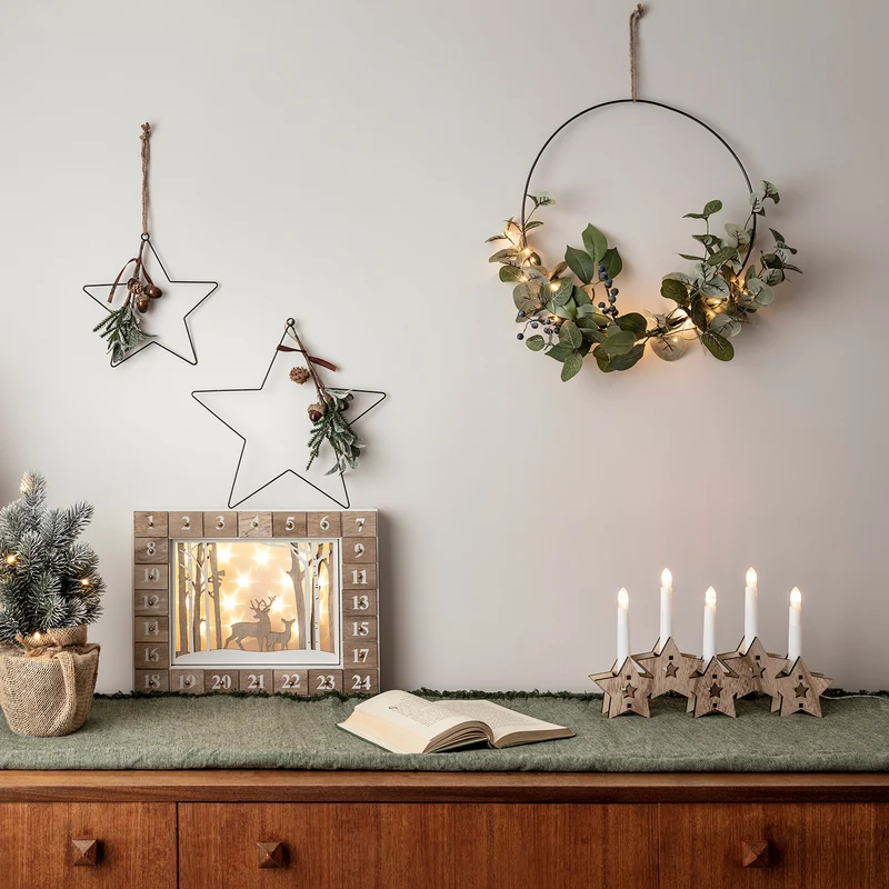 35cm Draht Weihnachtskranz mit Micro Lichterkette