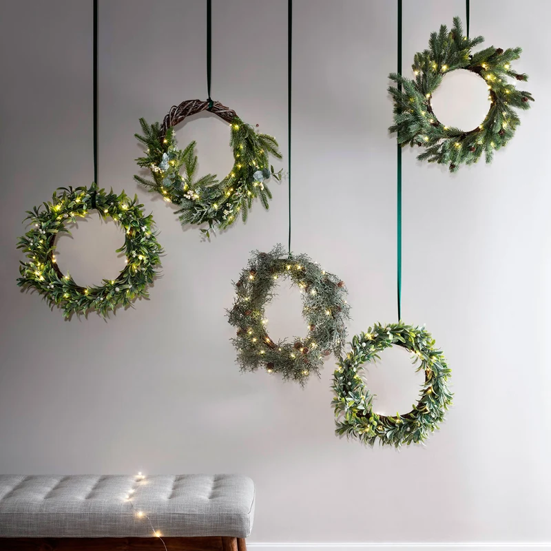 50cm Mistelzweig Weihnachtskranz mit Beleuchtung