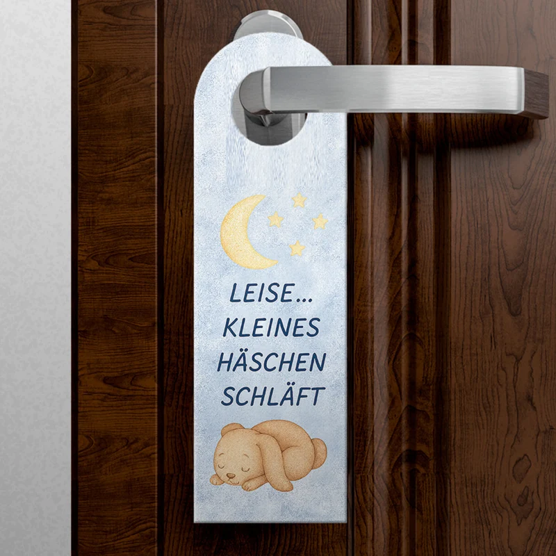 Häschen Ich bin wach kleines Häschen schläft Türhänger für Kinderzimmer