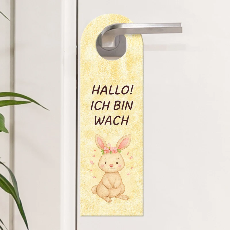 Häschen Ich bin wach kleines Häschen schläft Türhänger für Kinderzimmer