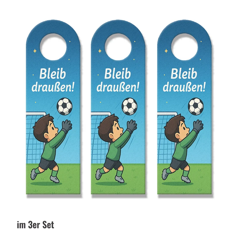 Fußball Kind Cartoon Bleib draußen! Komm rein! Türhänger
