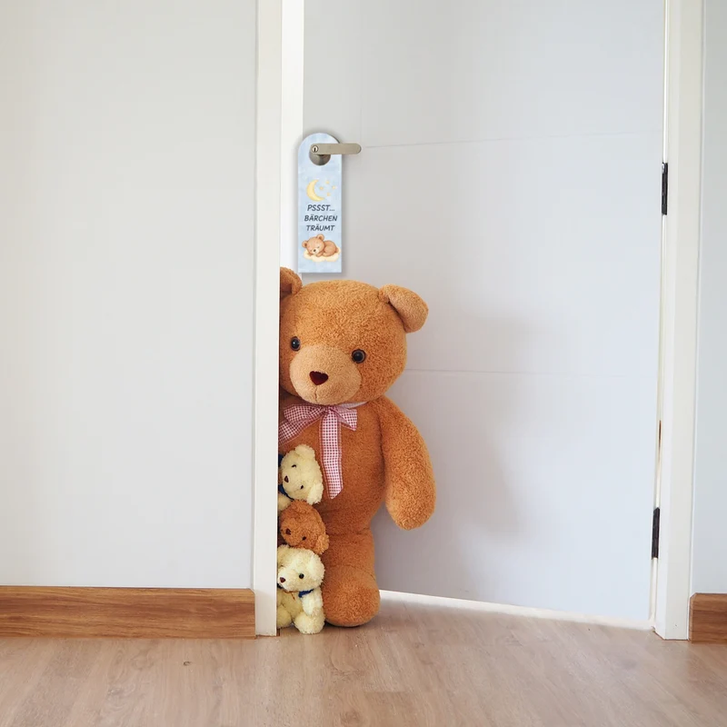 Teddybär Ich bin wach Bärchen träumt Türhänger fürs Kinderzimmer