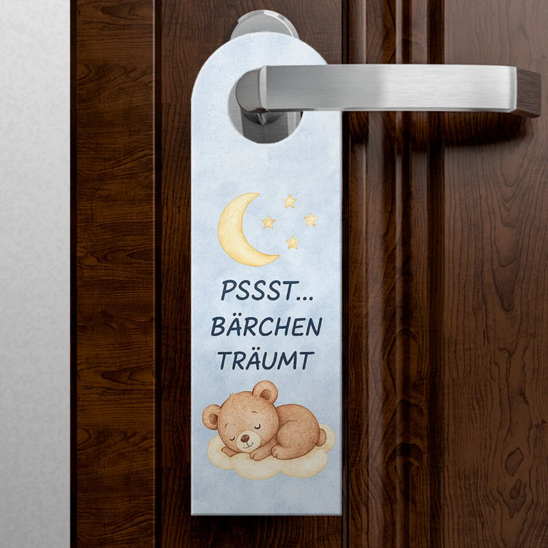 Teddybär Ich bin wach Bärchen träumt Türhänger fürs Kinderzimmer