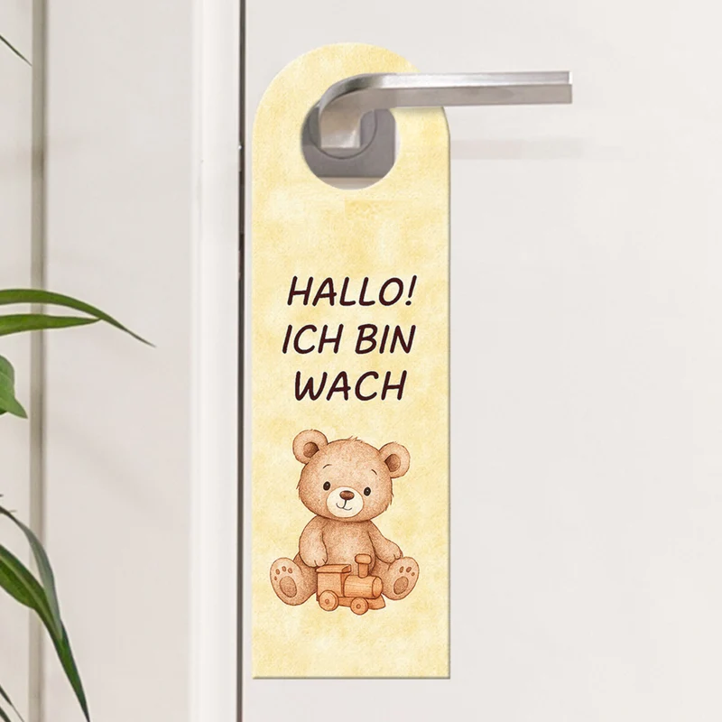 Teddybär Ich bin wach Bärchen träumt Türhänger fürs Kinderzimmer