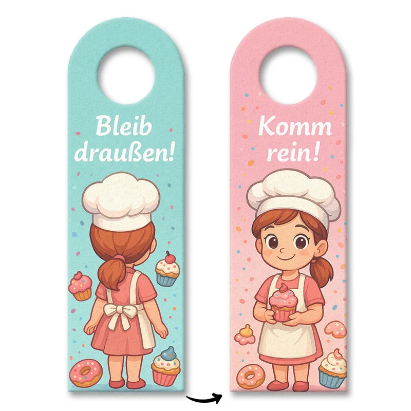 Cartoon Cupcakes Bleib draußen! Komm rein! Türhänger