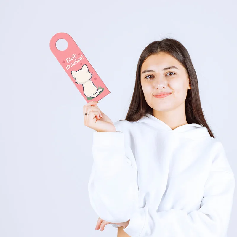Bleib draußen! Komm rein! Kawaii Katzen Cartoon Türhänger