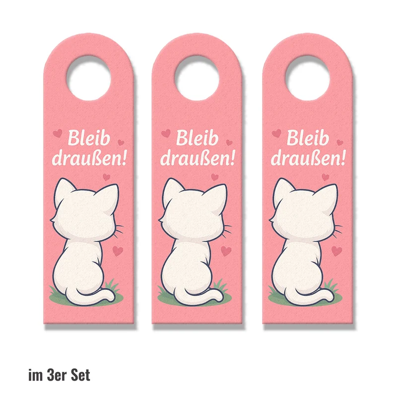 Bleib draußen! Komm rein! Kawaii Katzen Cartoon Türhänger