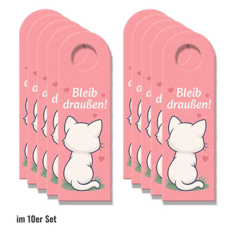 Bleib draußen! Komm rein! Kawaii Katzen Cartoon Türhänger