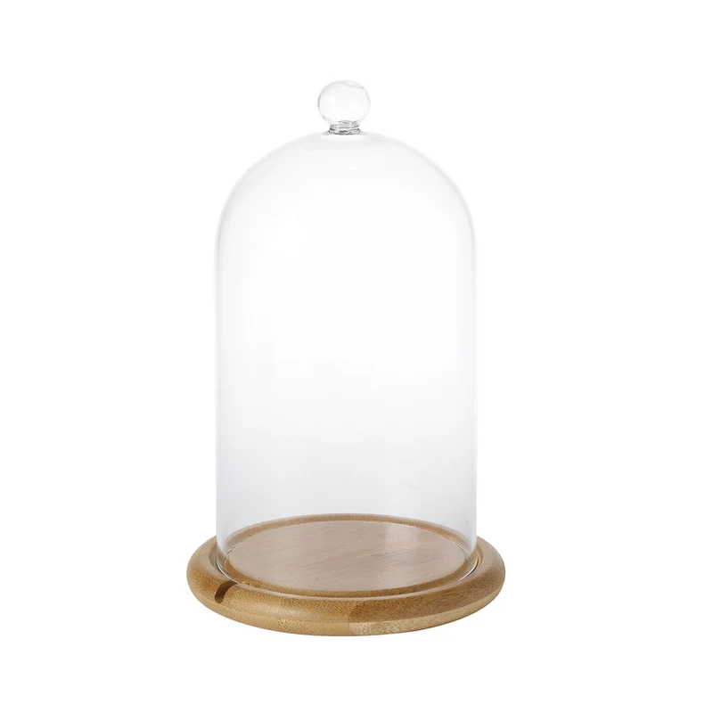Glasglocke mit Micro Lichterkette 20,5cm