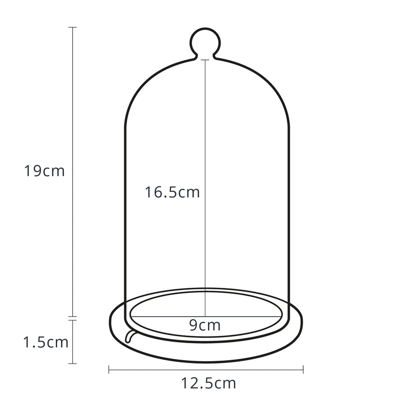 Glasglocke mit Micro Lichterkette 20,5cm