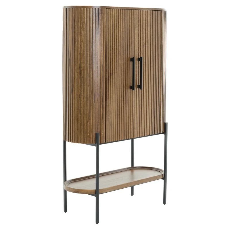 Highboard DUMOSI Mangoholz dunkelbraun 100x40x165cm