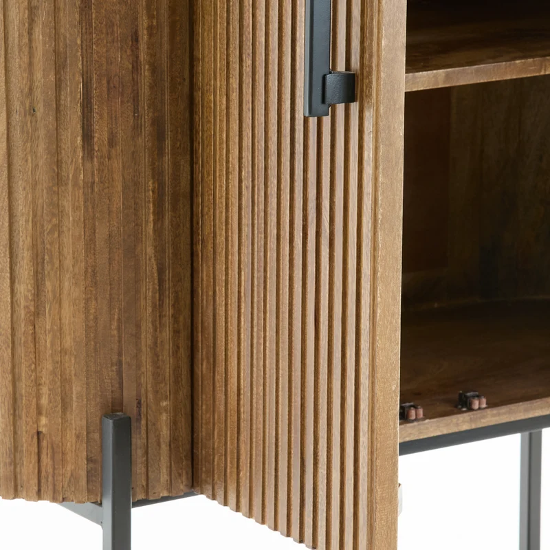 Highboard DUMOSI Mangoholz dunkelbraun 100x40x165cm