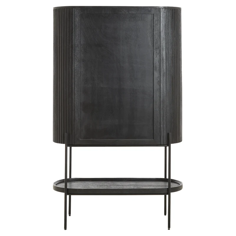 Highboard DUMOSI Mangoholz schwarz 100x40x165cm