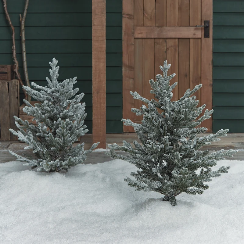 2er Set 91cm LED Stableuchten verschneiter Weihnachtsbaum