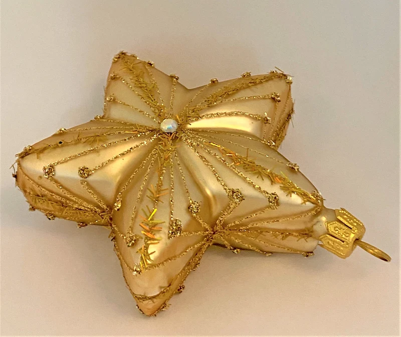 Stern, Gold matt mit Golddekor