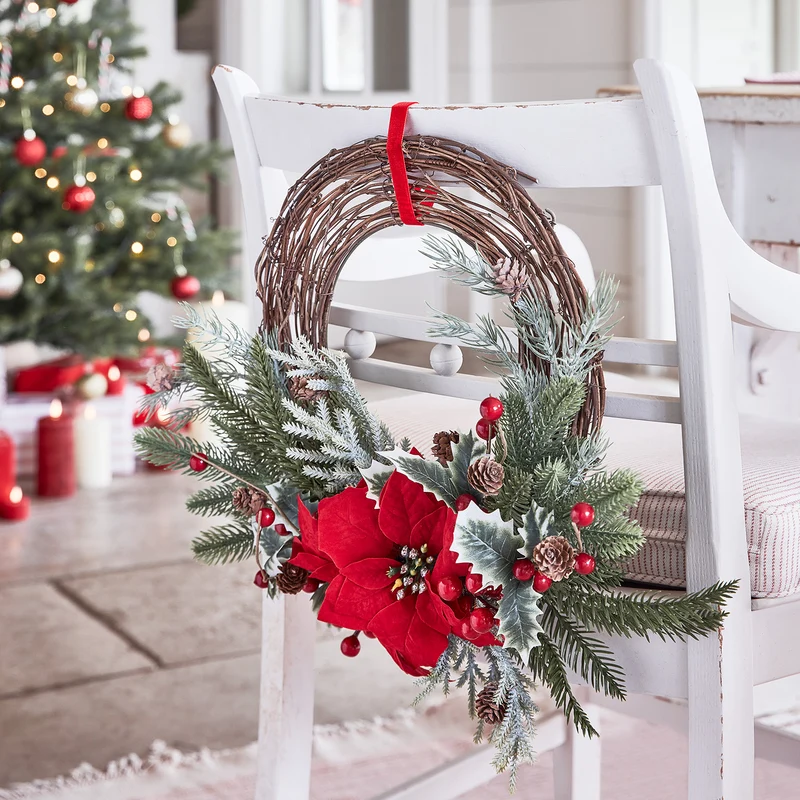 50cm Weihnachtskranz Halbkranz Weihnachtsstern