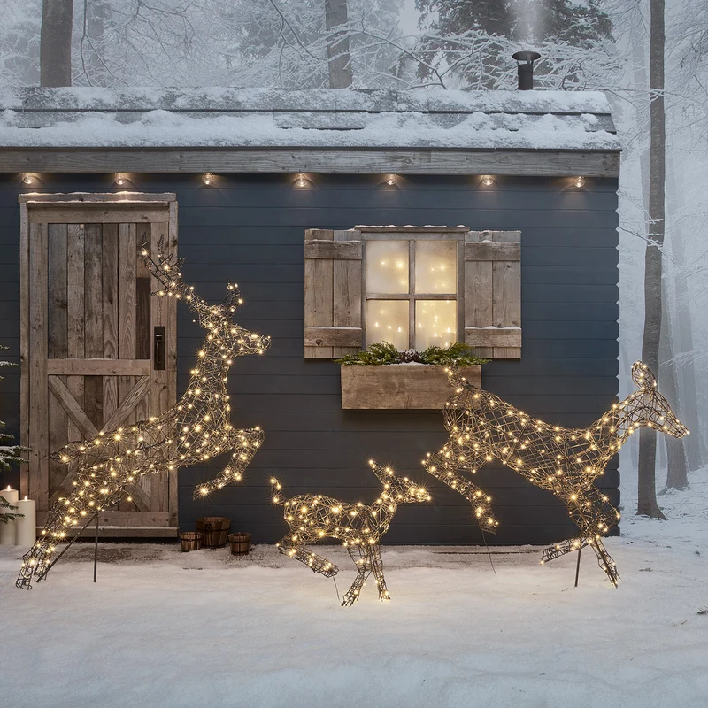 3er Set springende LED-Rentierfamilie L Harlow