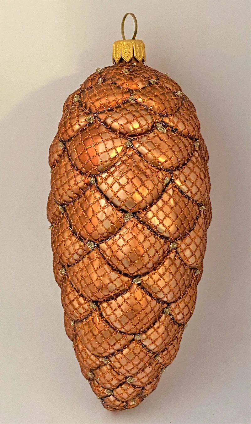 Grosser Zapfen, braun, Golddekor