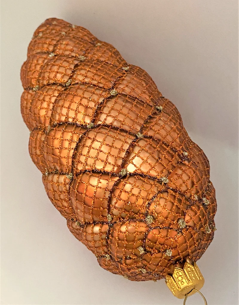 Grosser Zapfen, braun, Golddekor