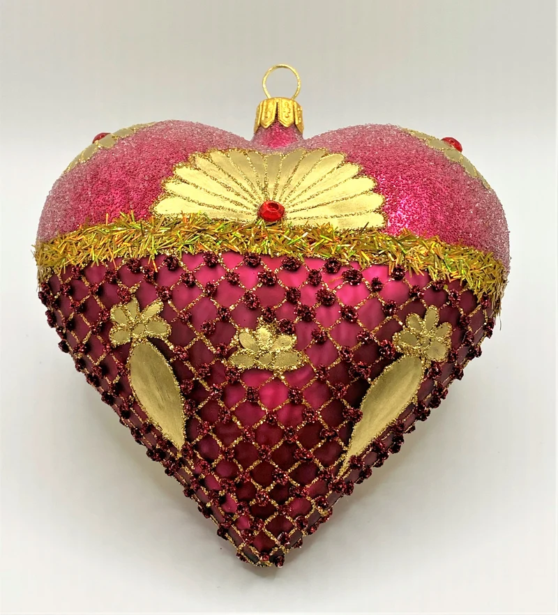 Herz bordeaux/gold verziert