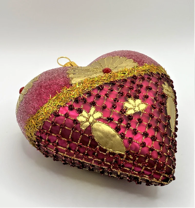 Herz bordeaux/gold verziert
