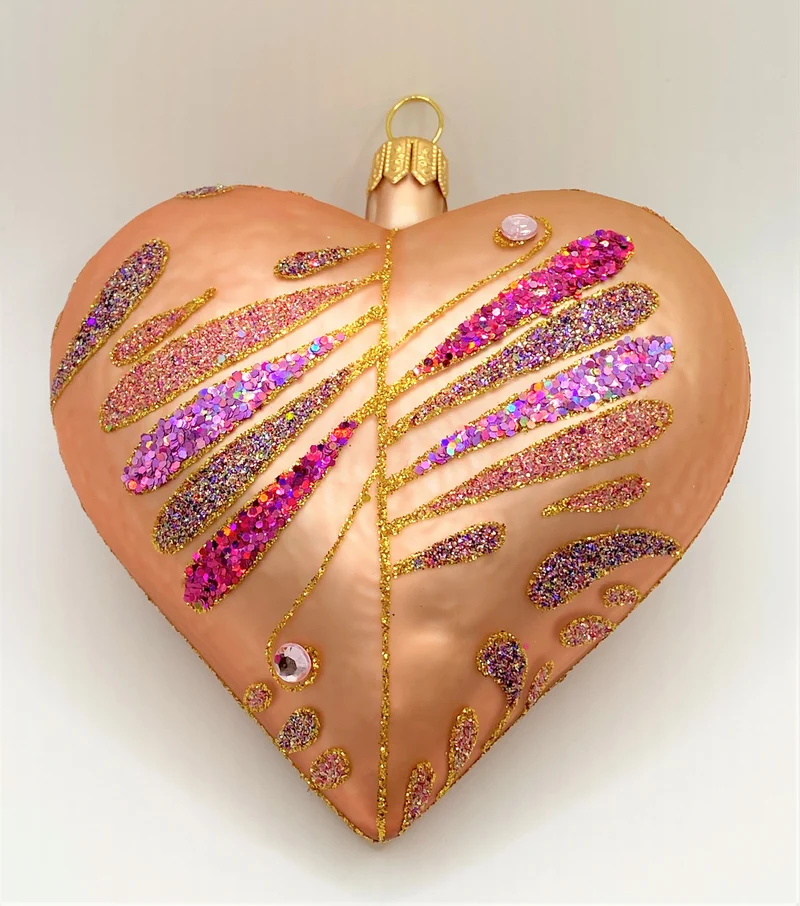 Herz altrosa mit buntem Glitzer