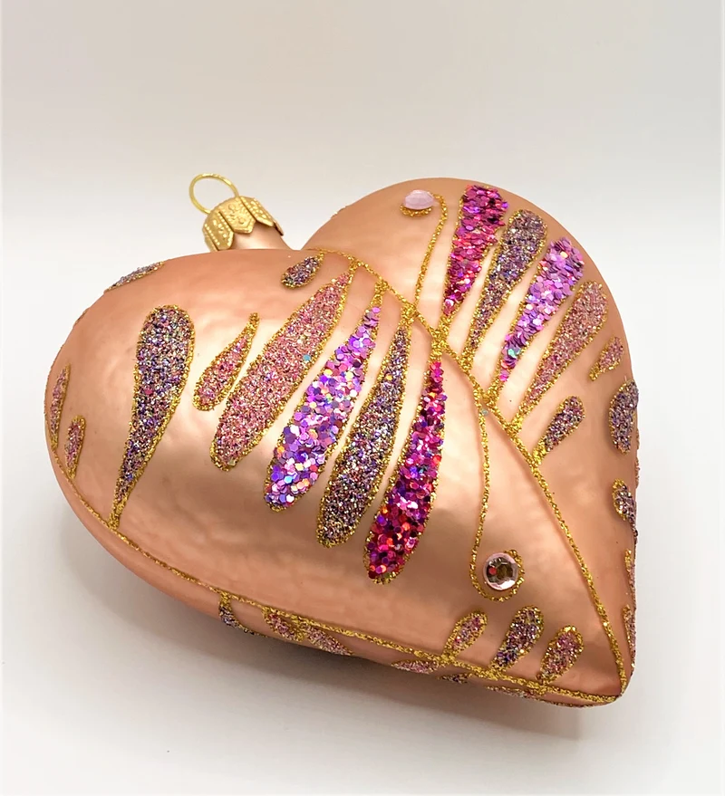 Herz altrosa mit buntem Glitzer