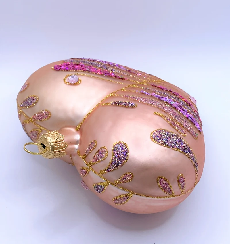 Herz altrosa mit buntem Glitzer