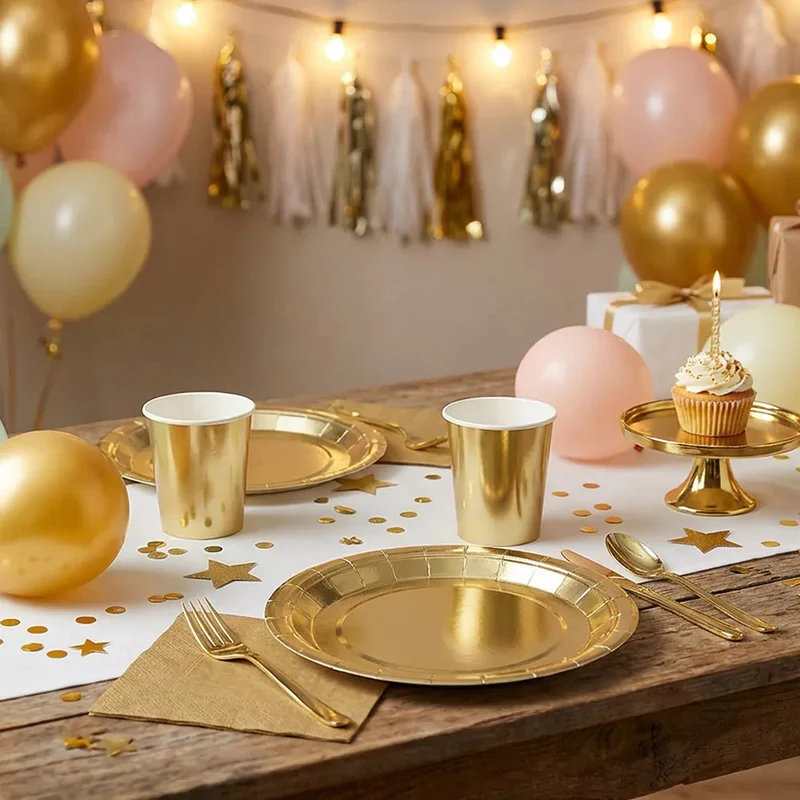 3-teiliges goldenes Tischset