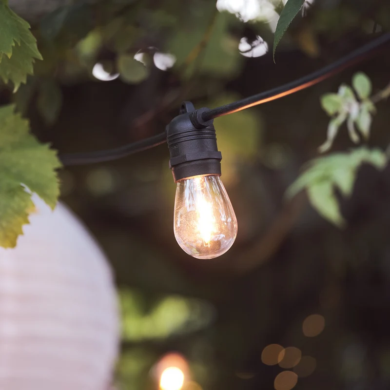 Ultimate Connect 45m 90er LED Lichterkette Glühbirnen warmweiß koppelbar schwarzes Kabel