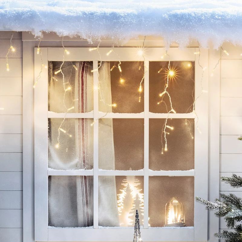 Core Connect 28m 896er LED Eiszapfen Lichterkette warmweiß koppelbar transparentes Kabel