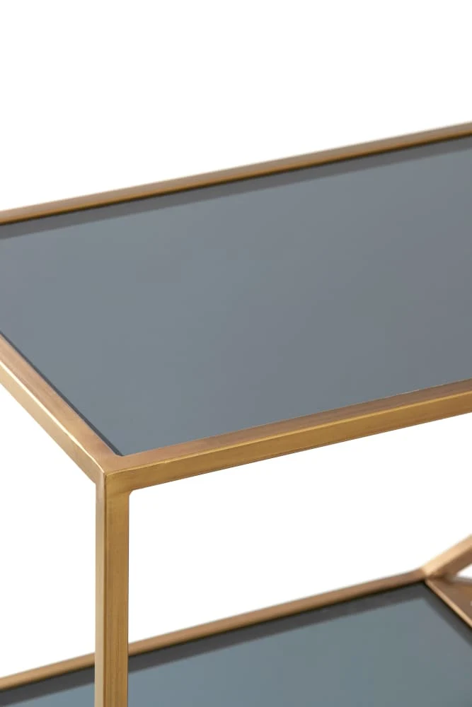 Konsolentisch AINO antik Bronze und Rauchglas