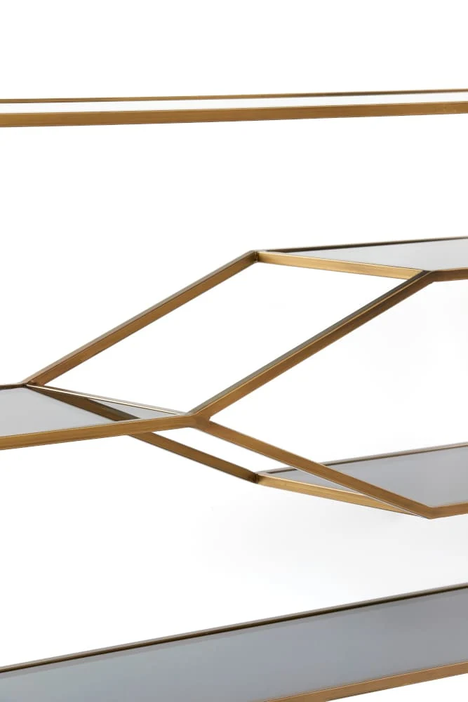 Konsolentisch AINO antik Bronze und Rauchglas