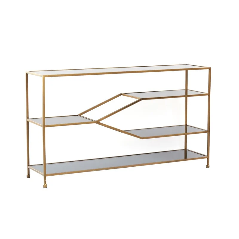 Konsolentisch AINO antik Bronze und Rauchglas