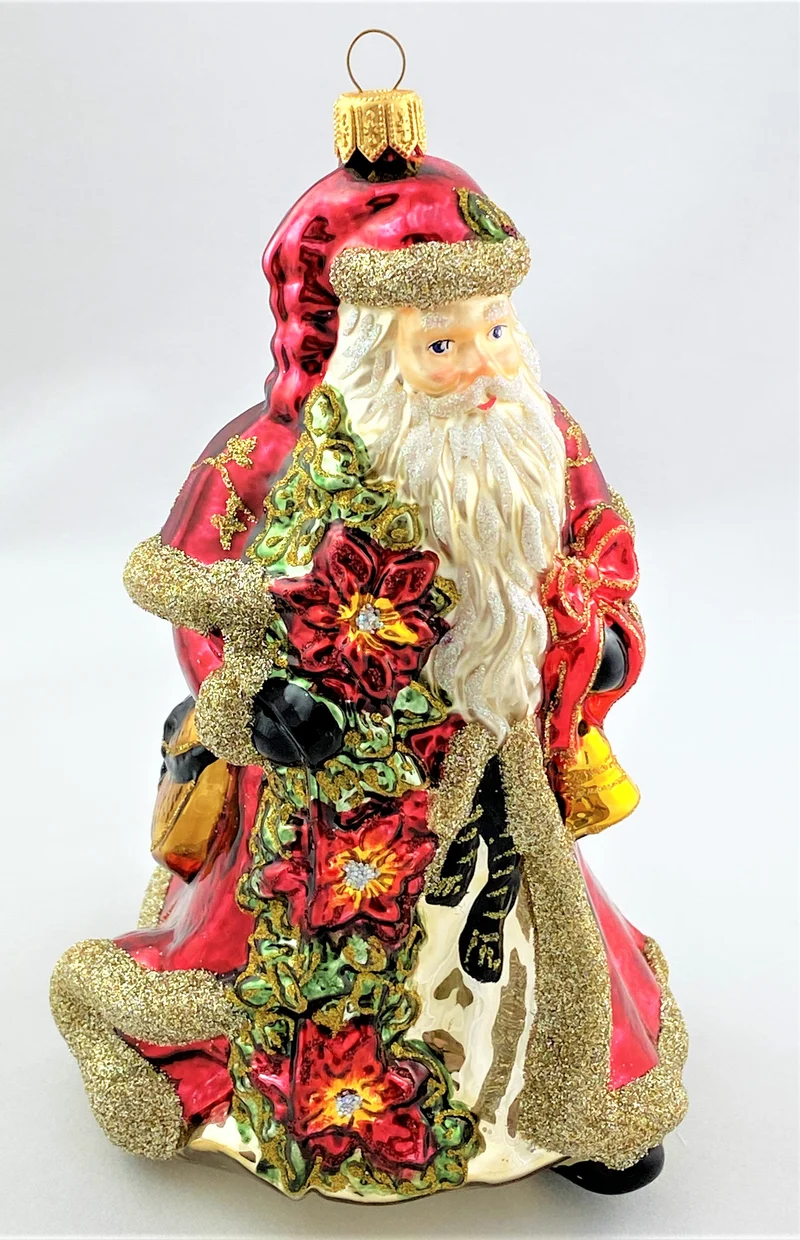 Weihnachtsmann mit Weihnachtsstern und Glocke